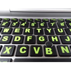 Keyboard Stickers 194 Piece Set with Big Luminescent Extra Large Symbols. 3 Yr. Warranty. Will Not Wear or Fade. U.S. English Laptop & PC. Also Includes Pocket/Purse Magnifier, USB LED & Tweesers.