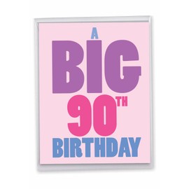 NobleWorks - 90th Birthday Card with Envelope (8.5 x 11 Inch) - Big 90 Year Milestone, Jumbo Bday Celebration Notecard - Big 90 J9072MBG