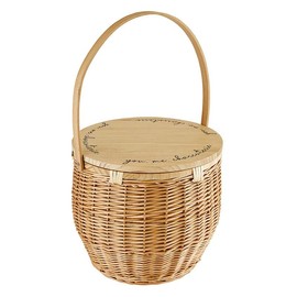 Santa Barbara Design Studio Picnic Baskets Fully Insulated Large Wicker Basket with Wood Tabletop Lid and Handle, 15" x 13.5", You. Me. Charcuterie.
