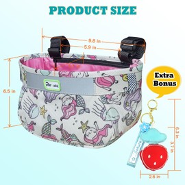 RAYMACE Cesta de bicicleta para niños, cesta de bicicleta para niños, cesta de bicicleta impermeable, bolsa de manubrio para niñas, accesorios de bicicleta o scooter