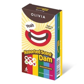OLIVIA ASSORTED SCENT 6'S PACK NATURAL LATEX DAMS