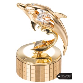 Matashi 24K Gold Plated Music Box Plays - You are My Sunshine with Crystal Studded Dolphin Figurine, #1 Best Gift for Valentine's Day, Birthday, Mother's Day, Anniversary