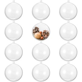 THE TWIDDLERS - Pack of 12 Clear Plastic Baubles - 8cm Fillable Ornaments - DIY Transparent Christmas Decorations and Hanging Balls
