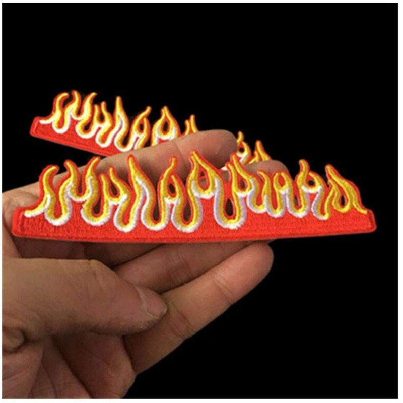 Wixine 5Pcs Embroidery Flames Fire Sew On Iron On Patch