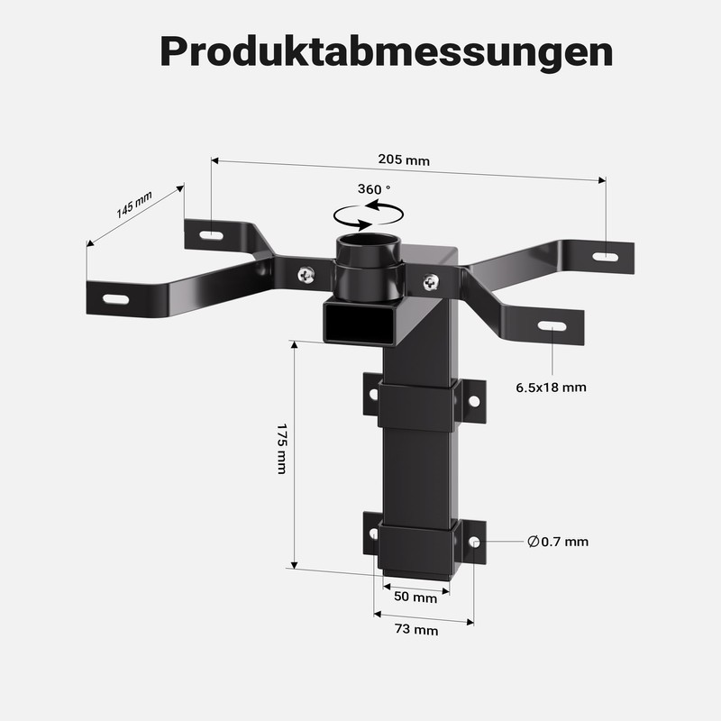 Wiltec Wall Mount Black 50 x 120 x 250 mm