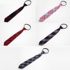 School Uniform Mall Check Series Women's Tie Automatic Neck Navy Gray Blue Check