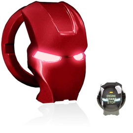 Car Engine Start Stop Button Cover Push to Start Button Ignition Cover Anti-Scratch Universal Aluminum Alloy Button Decoration Stickers for Cars（Red)