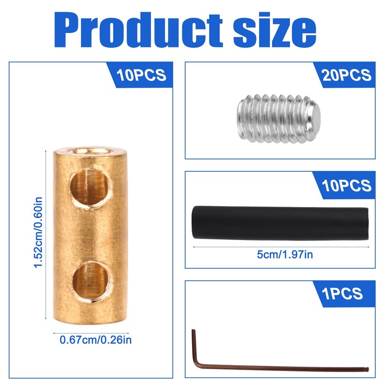 10pcs 10 AWG Gauge Wire Connector Nut Kit, Brass Splicing