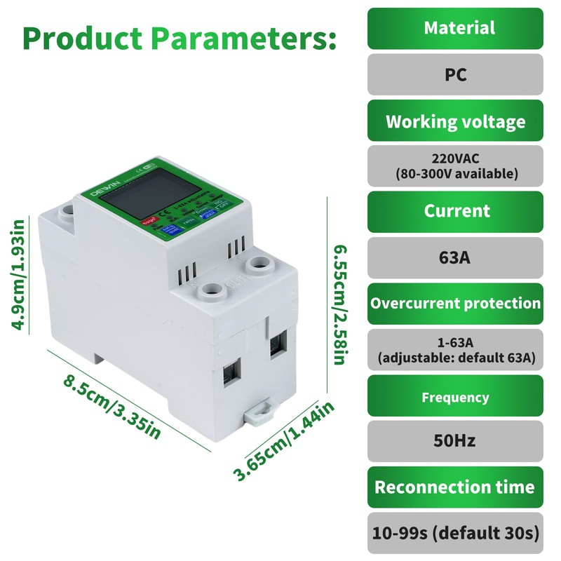 DEWIN Electricity Meter DIN Rail WiFi, Electricity Meter Smart DIN