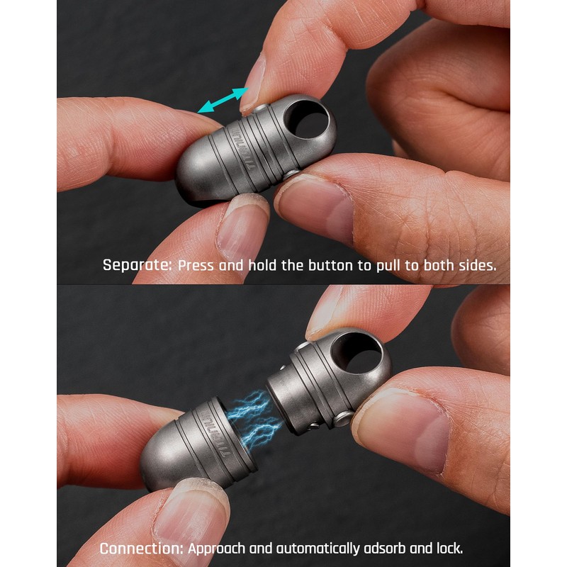 TISUR Titanium Quick Release Keychain, Retractable Key Chain Detachable Keychain