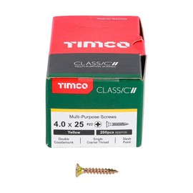 TIMCO Classic Multi-Purpose Screws - PZ - Double Countersunk - 4.0 x 25 - Gold - Box of 200