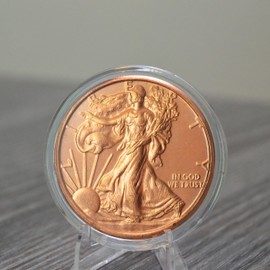 Walking Liberty Half Dollar Design 1 oz Pure .999 Copper Round Collectible 39mm Coin in Capsule - COA by Heavenly Metals