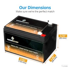12V 15.3AH Sealed Lead Acid (SLA) Battery - T2 Terminals - compatible with ZB-12-15.3