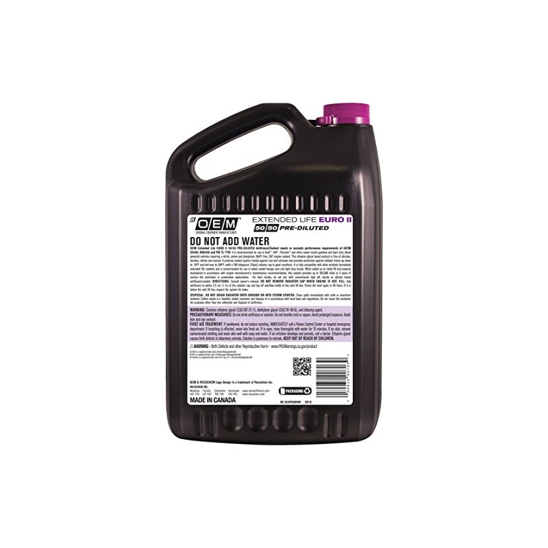 OEM Recochem European Vehicles Premium Antifreeze 50/50 Extended Life Coolant