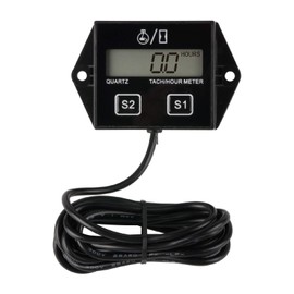 Jayron JR-HM011N LCD Petrol Inductive Tachometer Resettable Tachometer / Operating Hour Meter Waterproof for Paramotors, Ultralight Planes, Generators, Lawn Mowers, Motorcycles