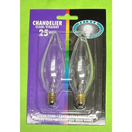 Teiber CCS25 2-Pack 25 Clear Night Light Bulb Candle Base Torpedo Shape