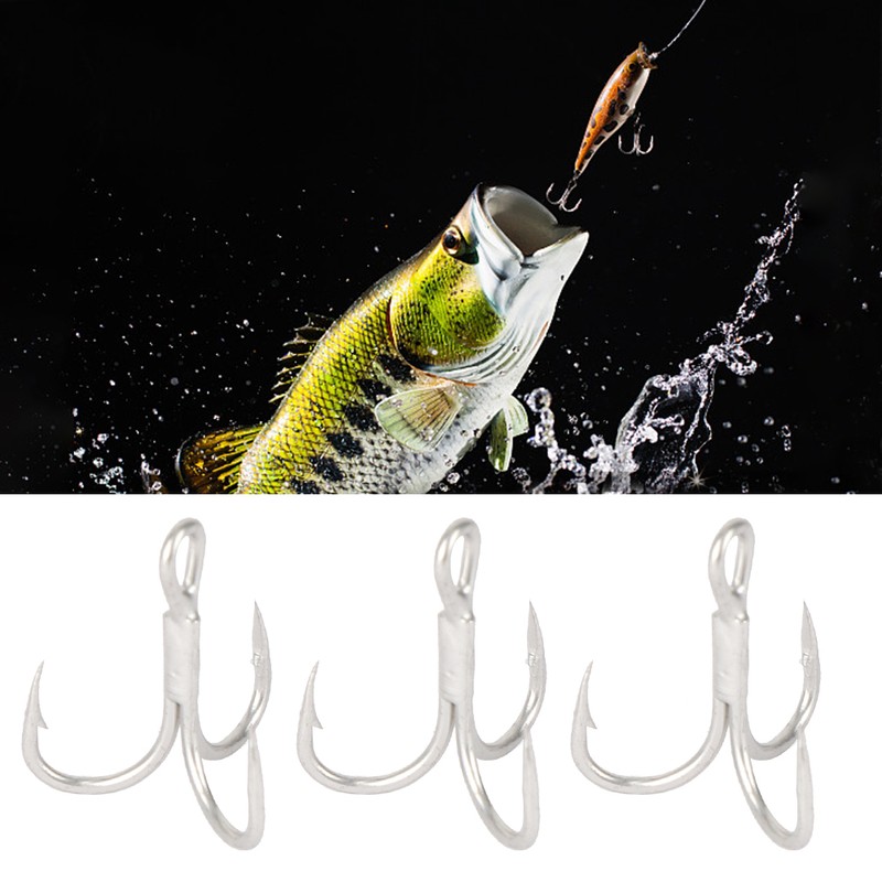 20Pcs High Carbon steel Strength Sharp Treble Hooks with Barb