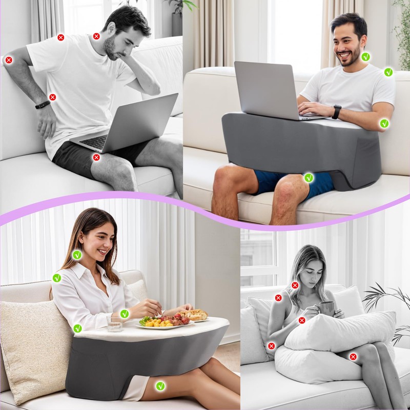 Ergonomic Lap Desk Pillow with Cooling Memory Foam – Gaming