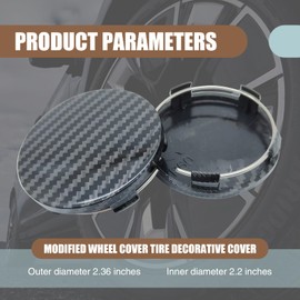 Flygun 4 PCS Car Wheel Hub Center Cap, 2.36" OD 2.2" ID Wheel Hub Modification Decoration, ABS Durable Snap-in Anti-Falling Fastening Installation Accessories, Universal for Cars (Carbon Fiber Black)