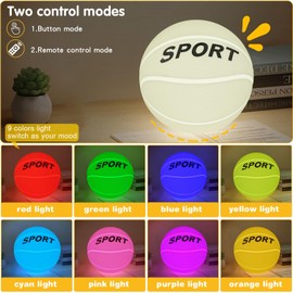 Basketball Night Light for Kids Rechargeable LED Touch Control Silicone Night Lamp,Nursery Night Lights， Glowing Basketball Gift for Boys,Home Decor Birthday Christmas Gifts for Kids(basketball)