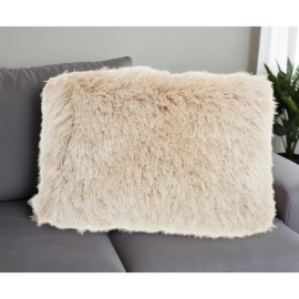Homeroots 14" X 20" Beige Throw Pillow