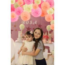 Pack of 10 Tissue Paper Pom pom Flower Ball Pompom Party Decoration Indoor Outdoor (White, 12" (30 cm))