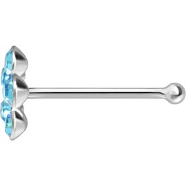 PIERCINGLINE 925 Sterling Silver Nose Piercing Crystal Flower Piercing Nose Stud Choice of Colours, Silver, Cubic Zirconia