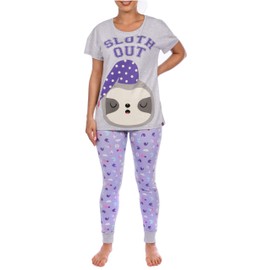 Harry Bear Womens Sloth Pyjamas Purple Size Large