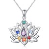 Flyow Lotus Chakra Necklace 925 Sterling Silver 7 Chakra Pendant