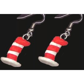 Team-Zebra Funky Earrings & Novelty Jewelry Funky Striped CAT-in-the-HAT EARRINGS Dr Seuss Novelty Charm Fun Costume Jewelry