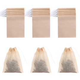 400 Pack Disposable Drawstring Tea Filter Bags Safe & Natural Unbleached Paper Tea Infuser Drawstring Empty Bag for Loose Leaf Tea (8 x 10cm, Natual Color)