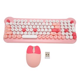 Wireless Keyboard and Mouse 2.4Ghz Connection Cute Keyboard Mouse Set for Windows 98 7 8 10 11 PC Laptop Pink
