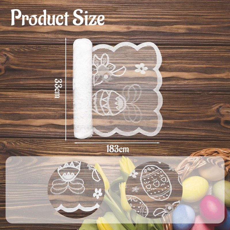 Herbst Lace Tablecloth Easter 183 x 33 cm Rabbit Embroidery