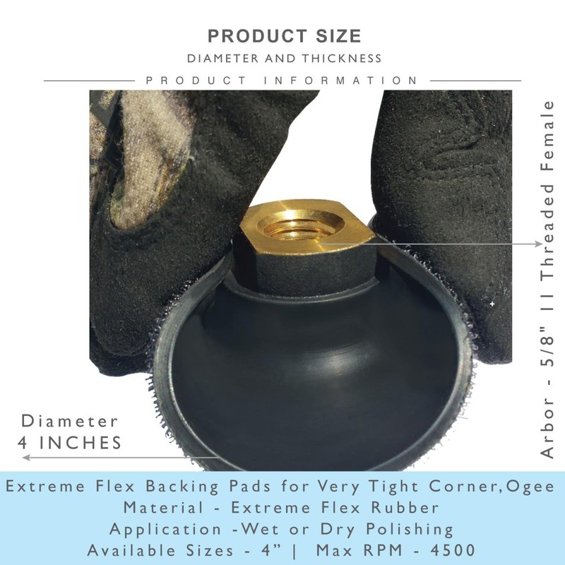 Stadea RBP103K 4" Rubber Backing Pad Extremely Flexible with Hook