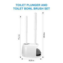 SetSail Toilet Brush and Plunger Set, Toilet Plungers for Bathroom Heavy Duty Toilet Bowl Brush and Holder Hidden Toilet Plunger and Brush Set for Deeply Cleaning - White