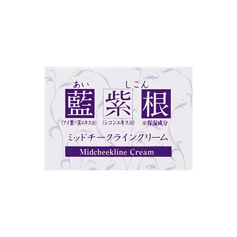 Mid-cheekline cream with indigo and purple roots