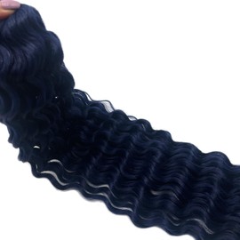 Ocean Wave Crochet Hair Deep Wave Curly Braiding Hair for Boho Crochet Braids 24 Inch Water Wave Crochet Hair Curly for Black Women 2 Packs Synthetic Wavy Navy Blue Braiding Hair Extensions