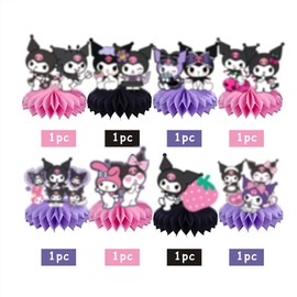 8Pcs Kuromii Honeycomb Table Centerpiece,Kawaii Birthday Party Supplies Table Decorations for Kids Party Decorations