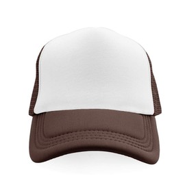 TOPTIE Blank 5 Panel Trucker Hat Foam Front Mesh Back 2 Tone Trucker Snapback Hat-Brown White