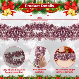 Trimming Shop Christmas Tinsel Garland Shiny Metallic Foil Twisted Christmas Tree Garland for Festive Party Holiday Indoor Outdoor Hanging Decorations