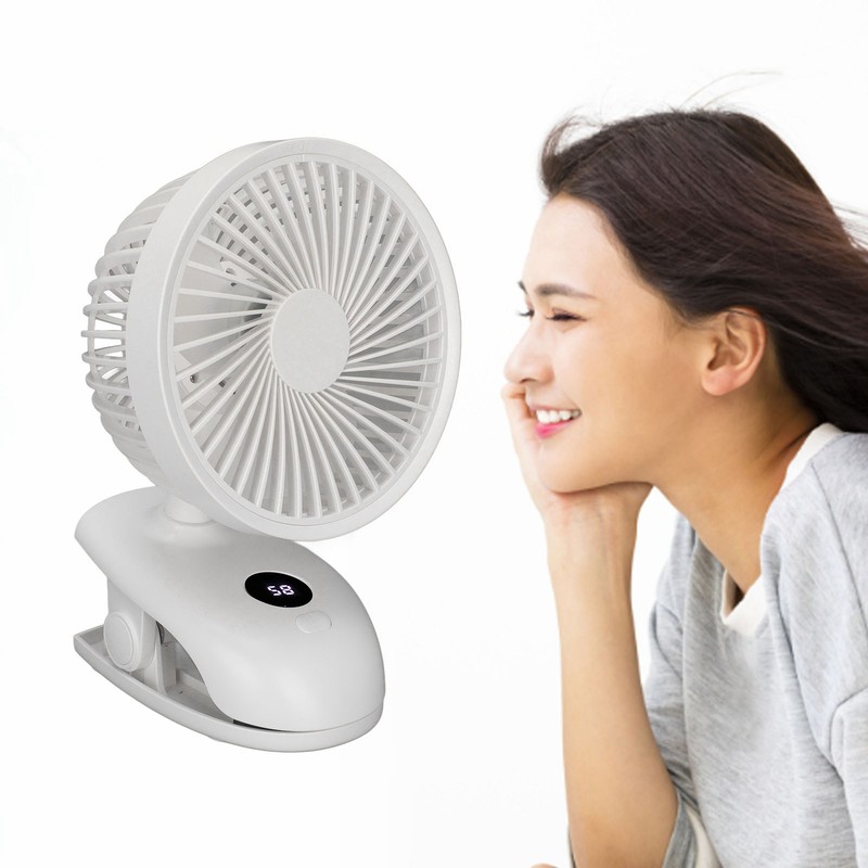 USB Desk Clip On Fan Intelligent Digital Display 3 Blades