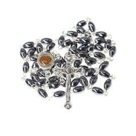 Onyx and Silver Rosary Holyland Rosary from Jerusalem 925 Sterling Silver Prayer Beads