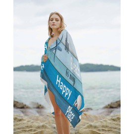 Starfish Microfiber Beach Towel, Ocean Blue Wood Grain Farmhouse Watercolor Quick Dry Absorbent Bath Towels Thin Lightweight Pool Towels for Travel Yoga Sports Beach Accessories Vacation (35x70in)