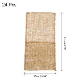 sourcing map 24Pcs Burlap Utensil Holders, 4" x 8" Cutlery Pouch Silverware Holder Natural Jute Pouch Bag Burlap Napkin Bag for Party Wedding Decoration