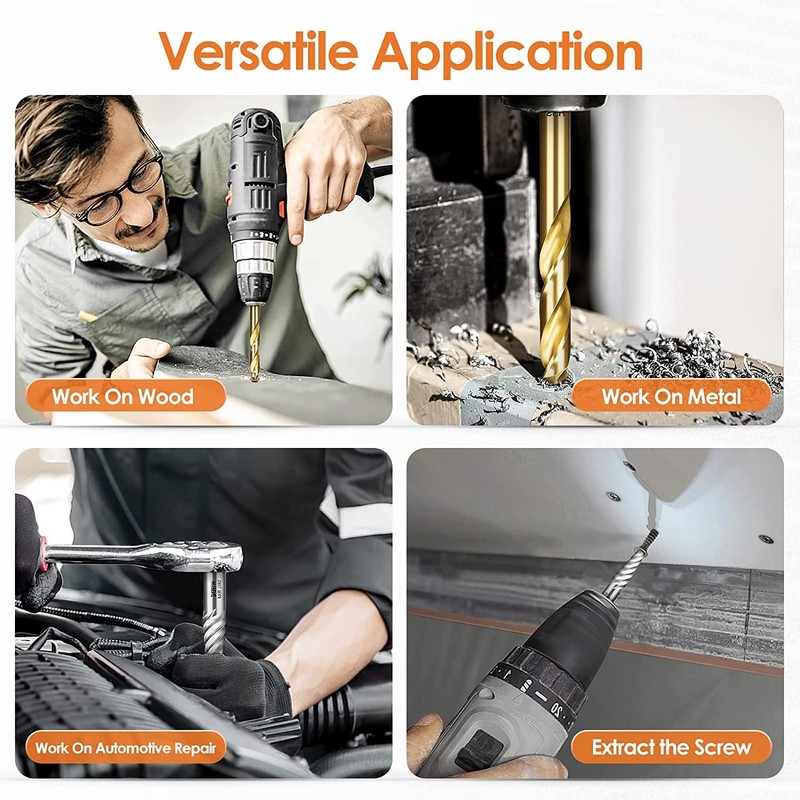 14Pcs Screw Extractor and Left Hand Drill Bits Set, Easy