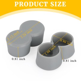 4 Set Double Chair Table Leg Caps Replacement Fit for Retro 50s 60s Diner Kitchen Table Tip Cap Pipe Formica Chairs Leg Tips Siamese Slide Anti-Scratch 1” Inner Diameter Vintage