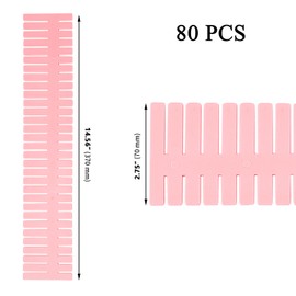 ZOENHOU 80 PCS 14.5 x 2.75 Inch Pink Drawer Dividers, Adjustable Plastic Grid Drawer Divider Organizers for Makeup Drawers Desktop Kitchen Organizers and Storage