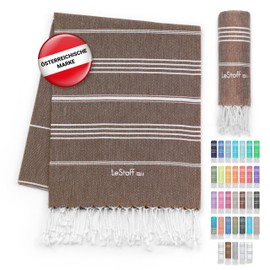 LeStoff Hammam Towel - 100% Organic Cotton, 95 x 180 cm, Prewashed, Absorbent, Quick Drying, Lightweight, Compact, Camping Towel, Travel Towel, Bath Towel, Bath Towel, Large (Brown)