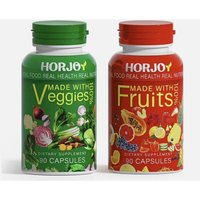 HORJOY 2 Pack HORJOY Nature Fruits + Veggies Vitamins Supplements