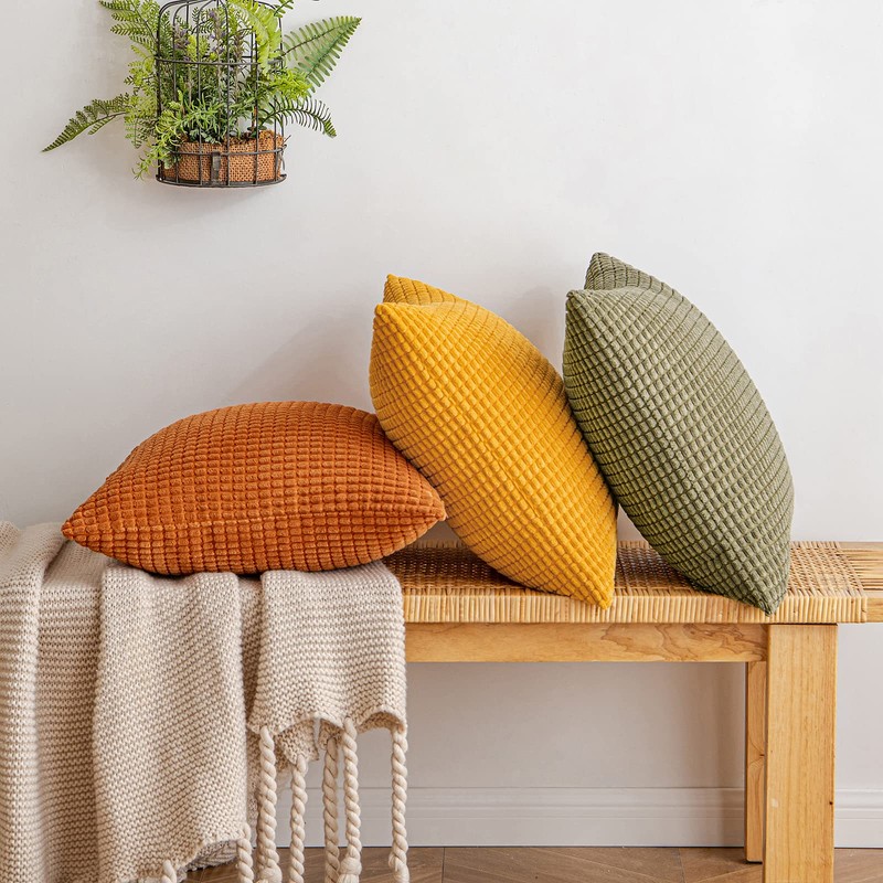 EMEMA Corduroy Granule Throw Pillow Covers Decorative Cushion Covers Square